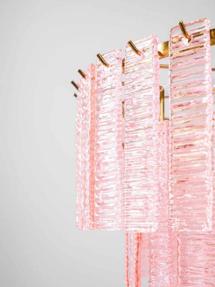 Hand-Blown Pink Murano Glass Ceiling Chandelier