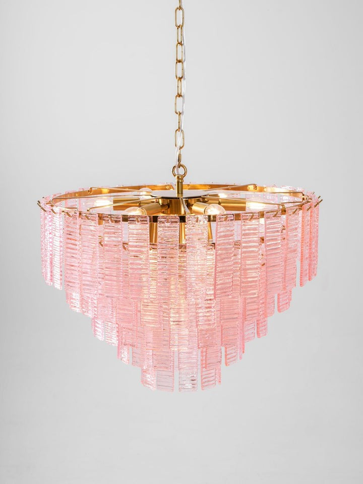 Hand-Blown Pink Murano Glass Ceiling Chandelier