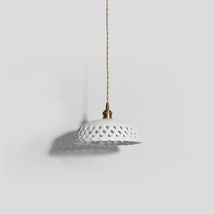 Hand-Carved White Ceramic Pendant Light