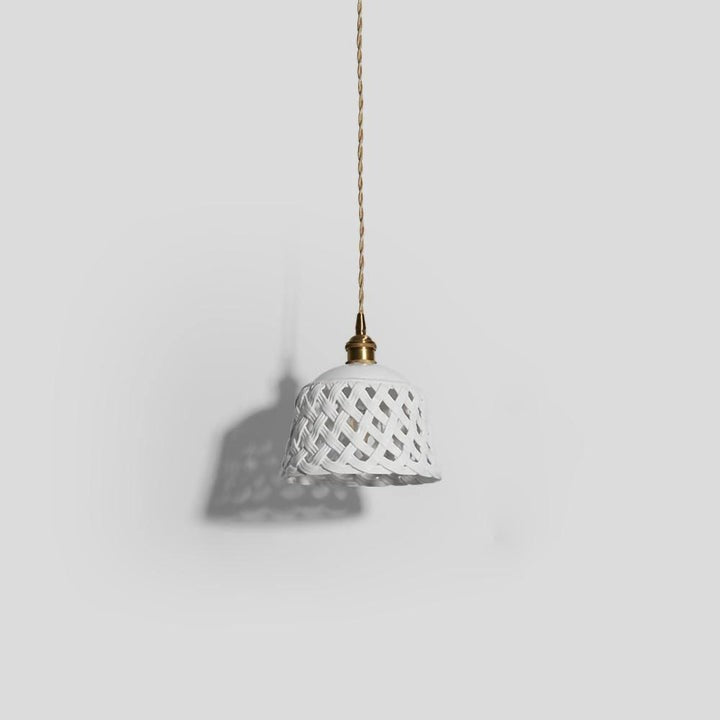 Hand-Carved White Ceramic Pendant Light