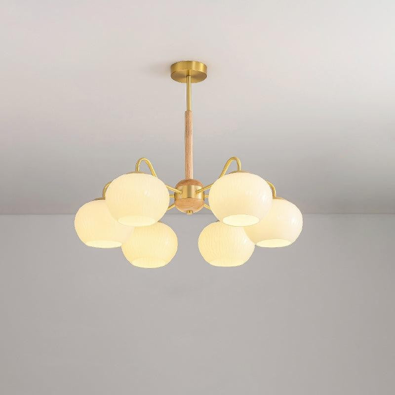 Handcrafted Brass & Wood LED Chandelier – 3 & 6-Light Ceiling Fixture