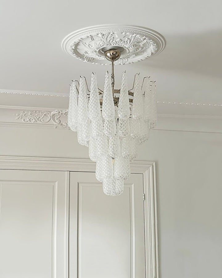Handcrafted Glass Droplet Cascade Chandelier