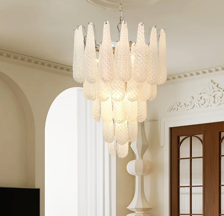 Handcrafted Glass Droplet Cascade Chandelier