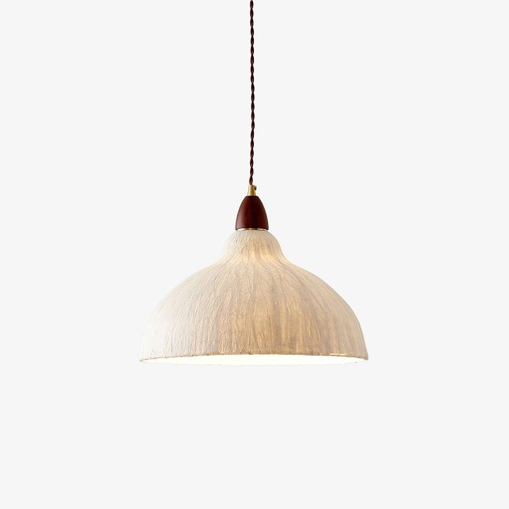 Handcrafted Rice Paper Pendant Light with Wood Holder