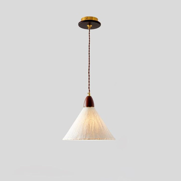Handcrafted Rice Paper Pendant Light with Wood Holder