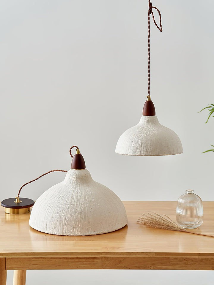 Handcrafted Rice Paper Pendant Light with Wood Holder