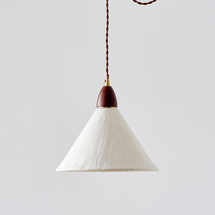 Handcrafted Rice Paper Pendant Light with Wood Holder
