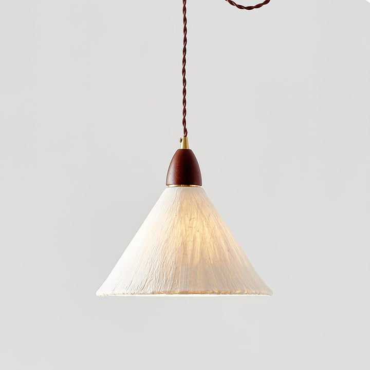 Handcrafted Rice Paper Pendant Light with Wood Holder