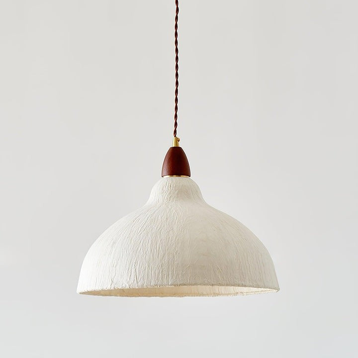 Handcrafted Rice Paper Pendant Light with Wood Holder