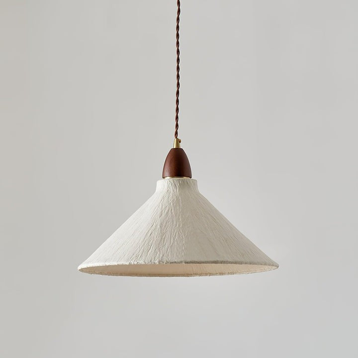 Handcrafted Rice Paper Pendant Light with Wood Holder
