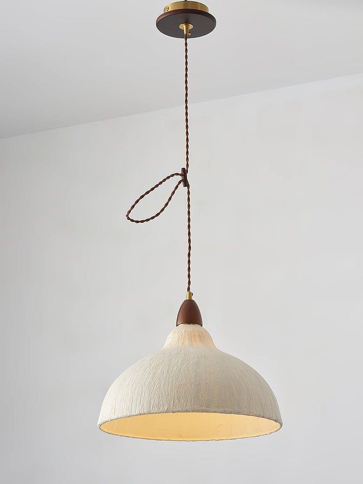 Handcrafted Rice Paper Pendant Light with Wood Holder