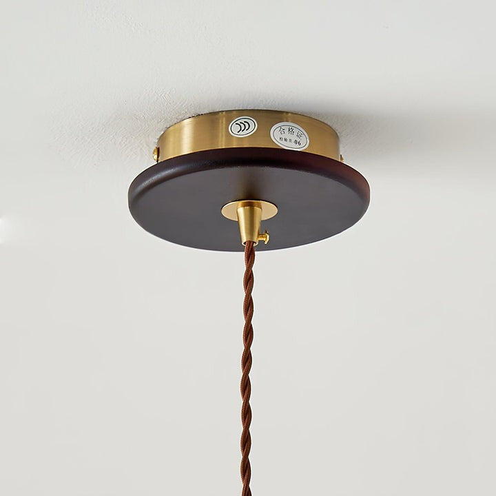 Handcrafted Rice Paper Pendant Light with Wood Holder