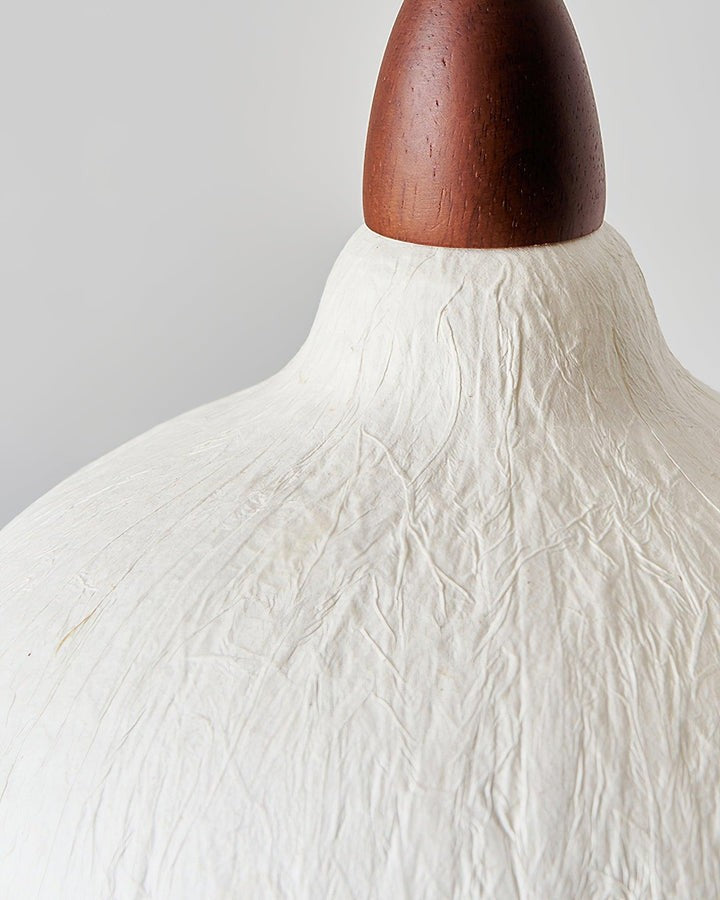 Handcrafted Rice Paper Pendant Light with Wood Holder