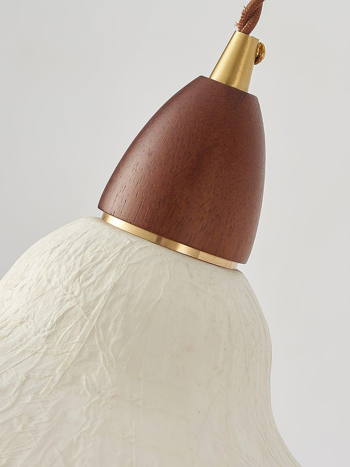 Handcrafted Rice Paper Pendant Light with Wood Holder