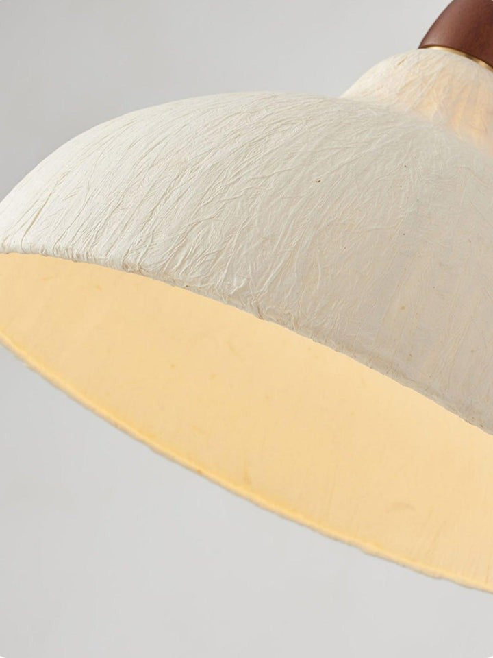 Handcrafted Rice Paper Pendant Light with Wood Holder