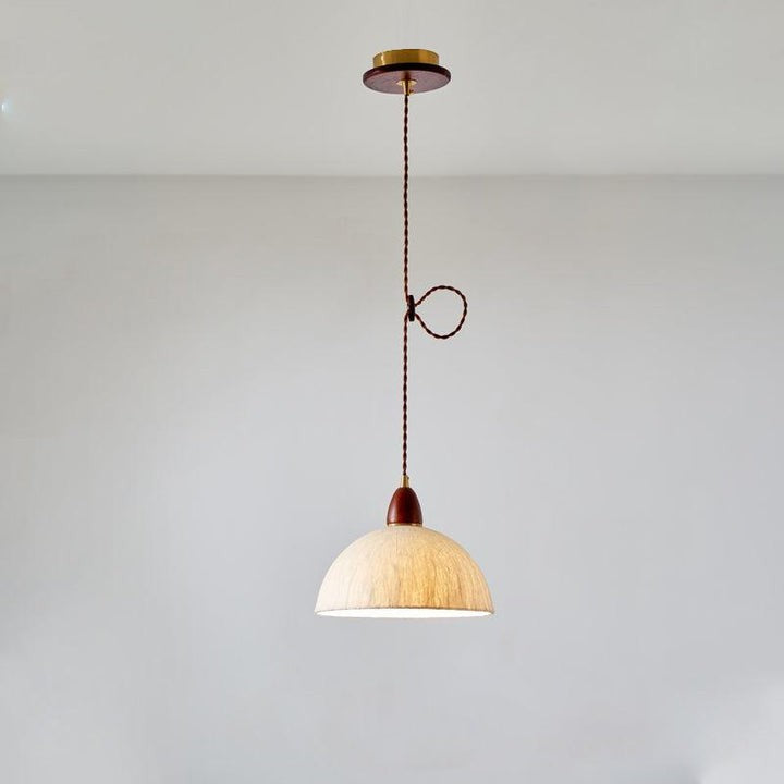 Handcrafted Rice Paper Pendant Light with Wood Holder