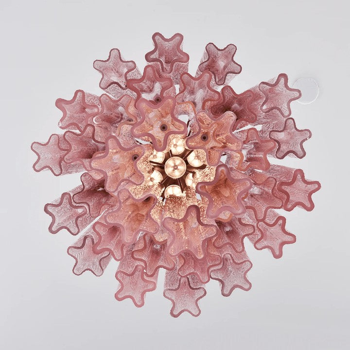 Handcrafted Rose Gradient Glass Tiered Chandelier