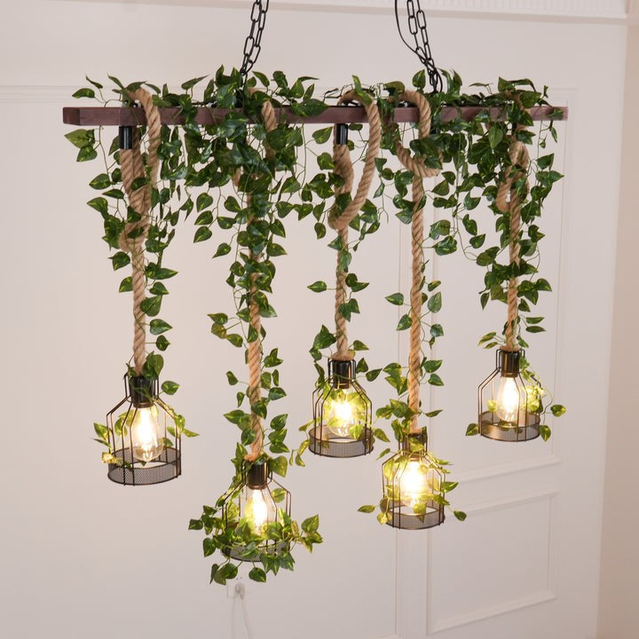 Handcrafted Rustic Wood Beam Chandelier with Natural Accents