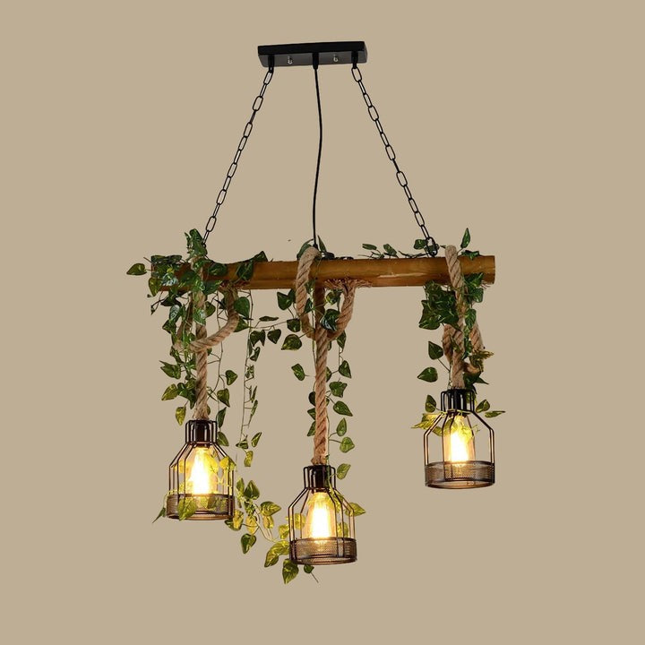 Handcrafted Rustic Wood Beam Chandelier with Natural Accents
