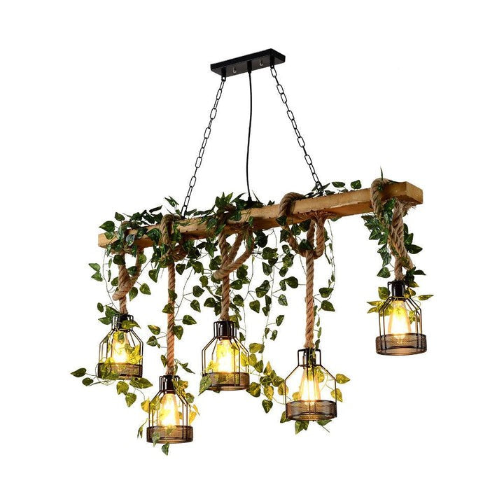 Handcrafted Rustic Wood Beam Chandelier with Natural Accents