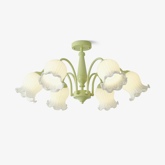 Handcrafted Trumpet Flower Glass Chandelier