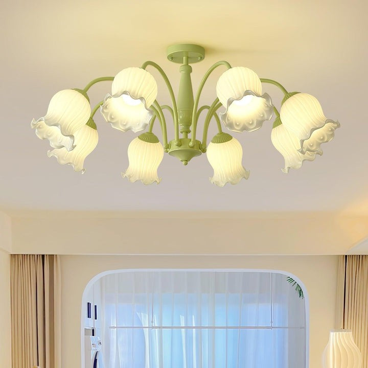 Handcrafted Trumpet Flower Glass Chandelier