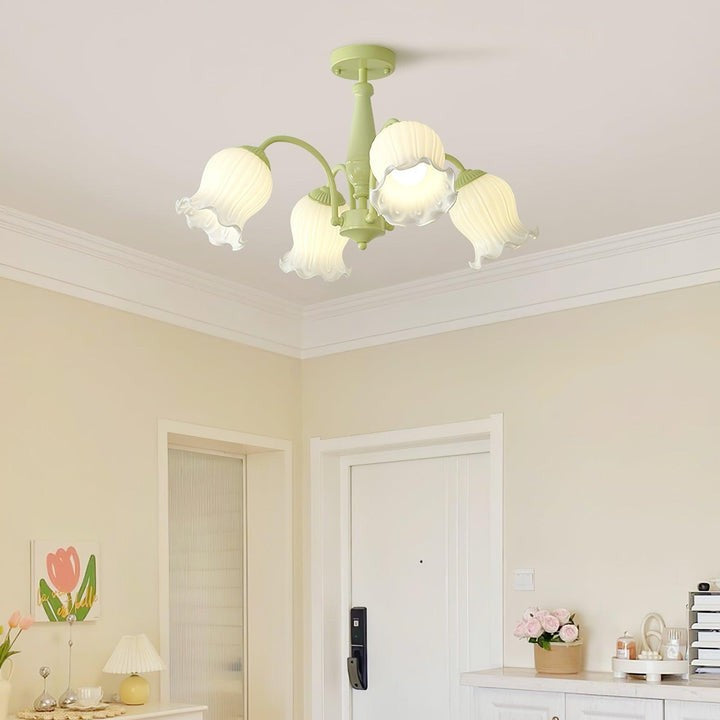 Handcrafted Trumpet Flower Glass Chandelier