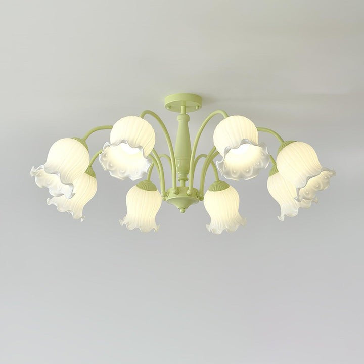 Handcrafted Trumpet Flower Glass Chandelier