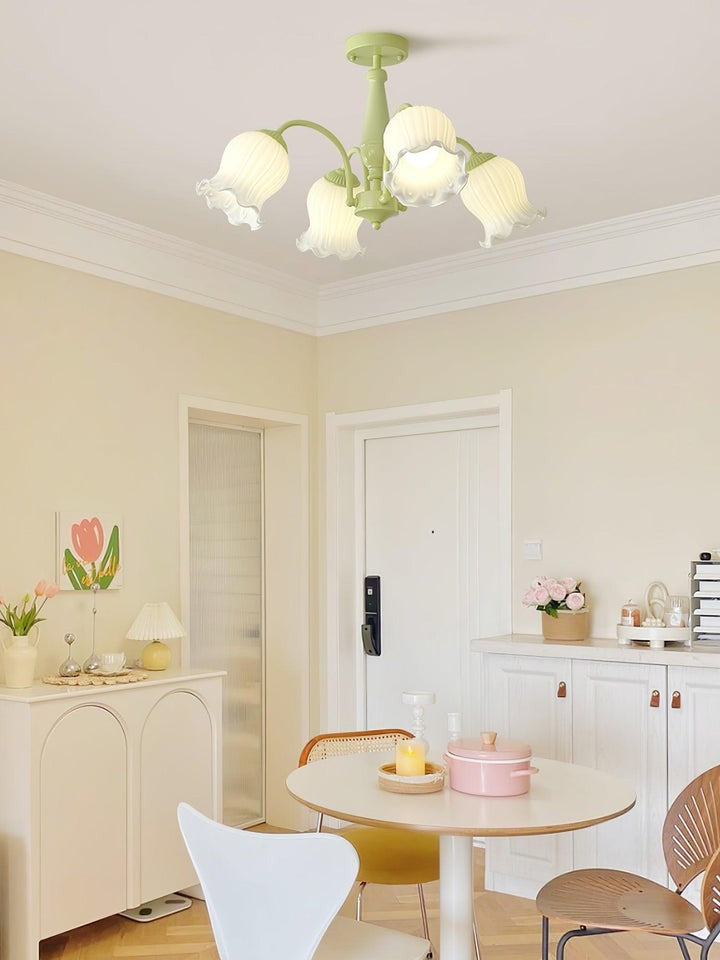 Handcrafted Trumpet Flower Glass Chandelier