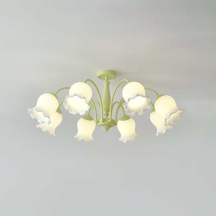 Handcrafted Trumpet Flower Glass Chandelier