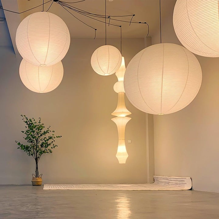 Handmade Round Mulberry Paper Pendant Ceiling Light