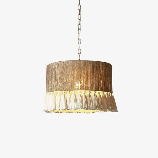 Handwoven Cotton Tassel Pendant Lamp