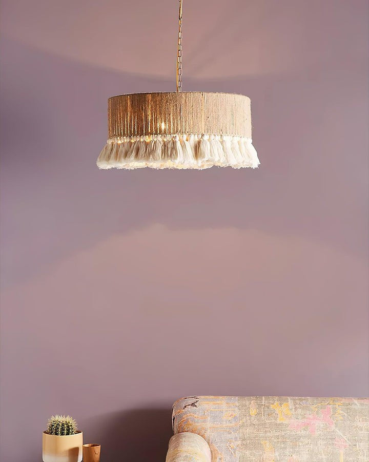 Handwoven Cotton Tassel Pendant Lamp
