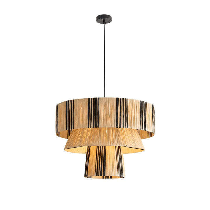 Handwoven Raffia Layered Pendant Light