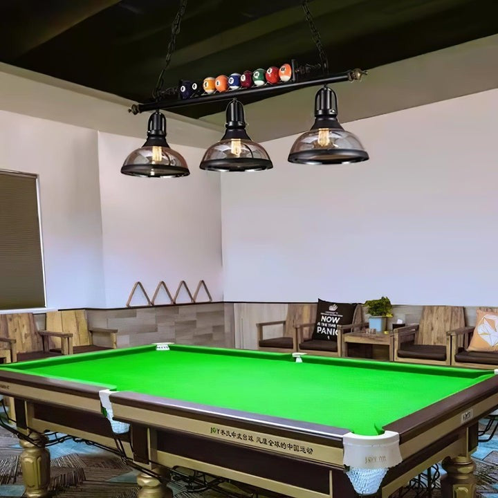 Industrial Black Billiard Pool Table Chandelier