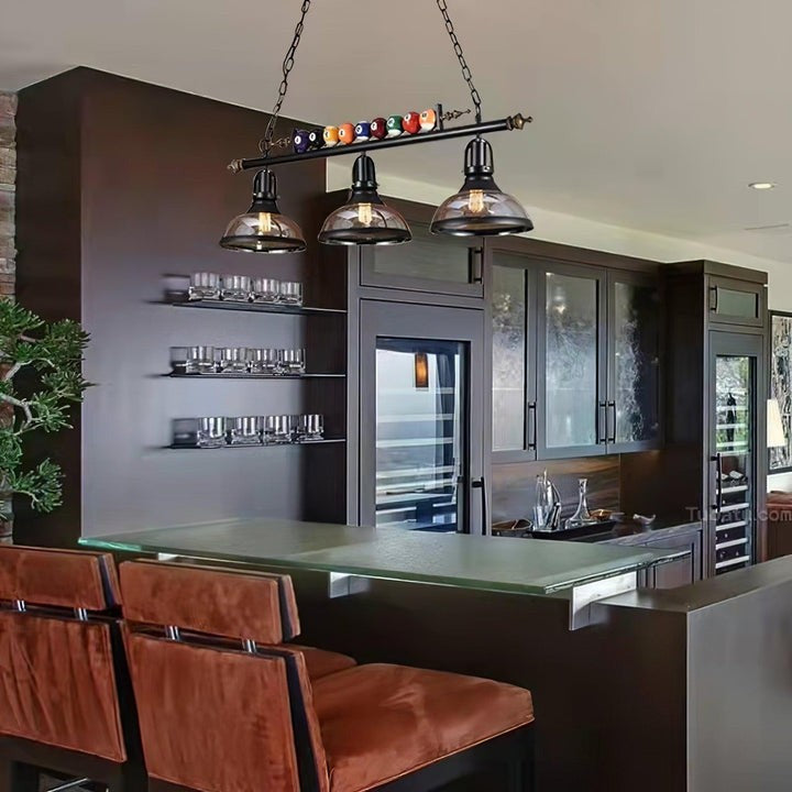 Industrial Black Billiard Pool Table Chandelier
