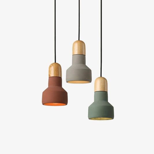 Industrial Wood & Cement Ceiling Pendant Light