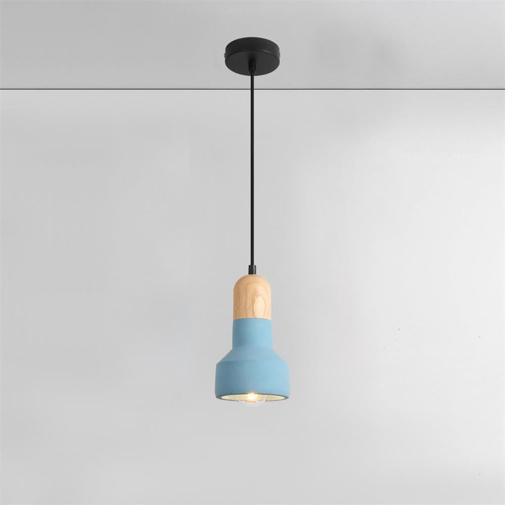 Industrial Wood & Cement Ceiling Pendant Light