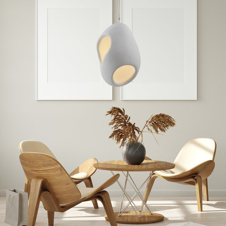 Japandi Sculptural Pendant Light – Minimalist Epoxy Resin LED Lamp