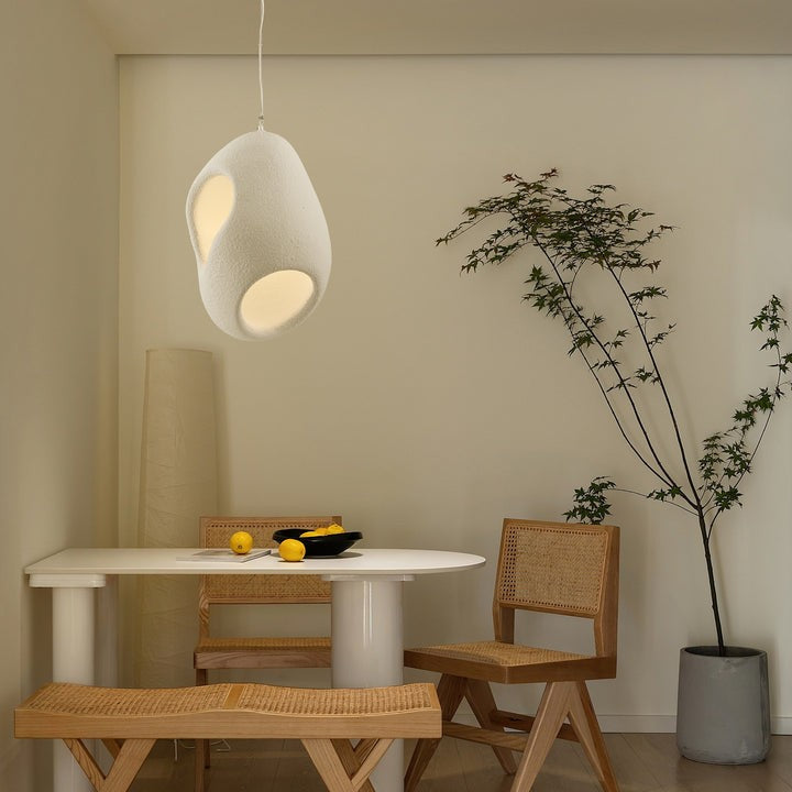 Japandi Sculptural Pendant Light – Minimalist Epoxy Resin LED Lamp