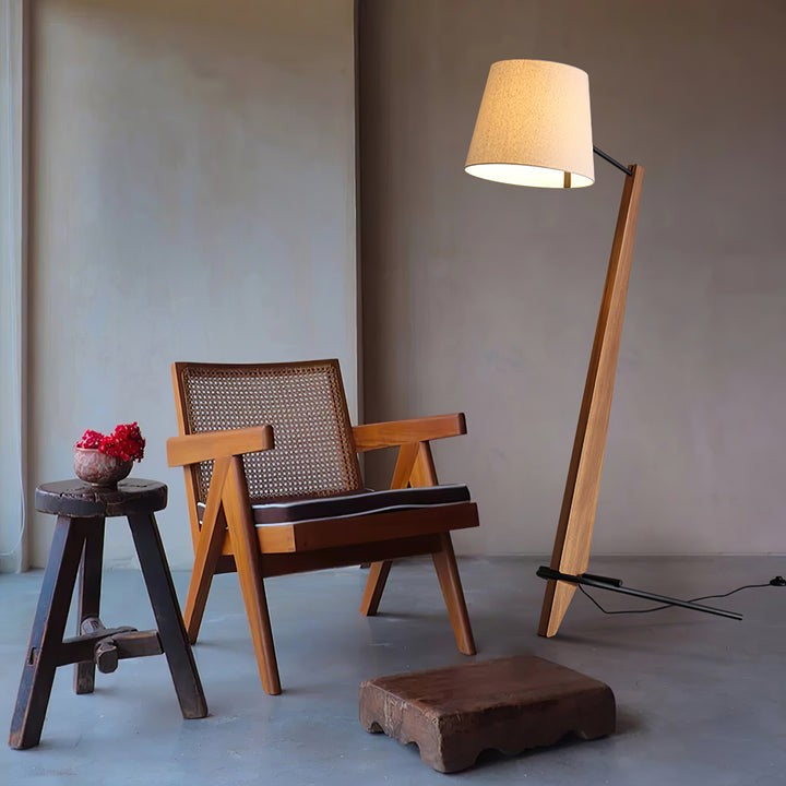 Large Modern Wood & Metal LED Floor Lamp