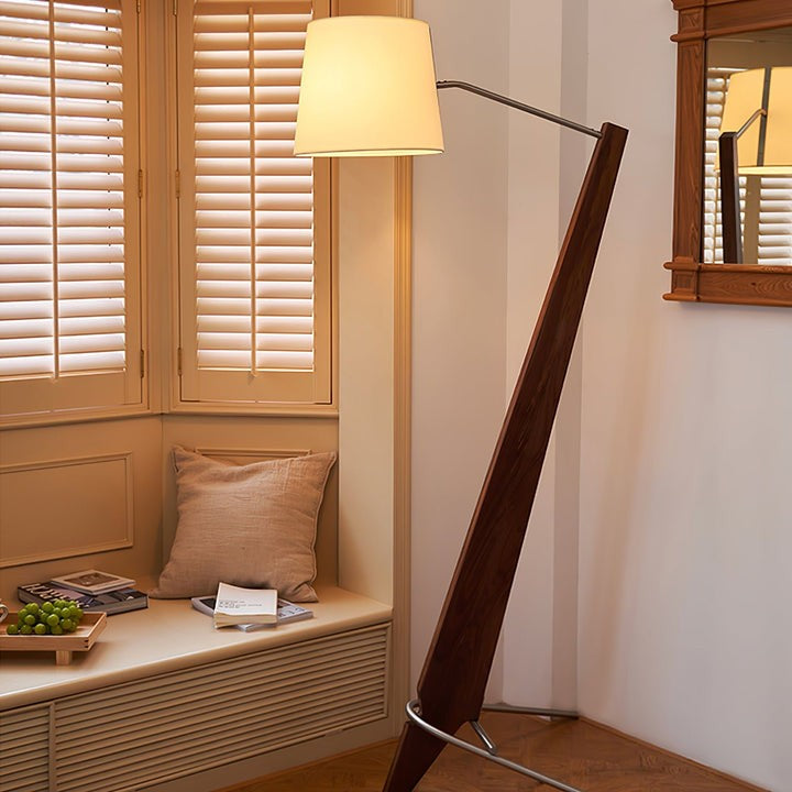 Large Modern Wood & Metal LED Floor Lamp