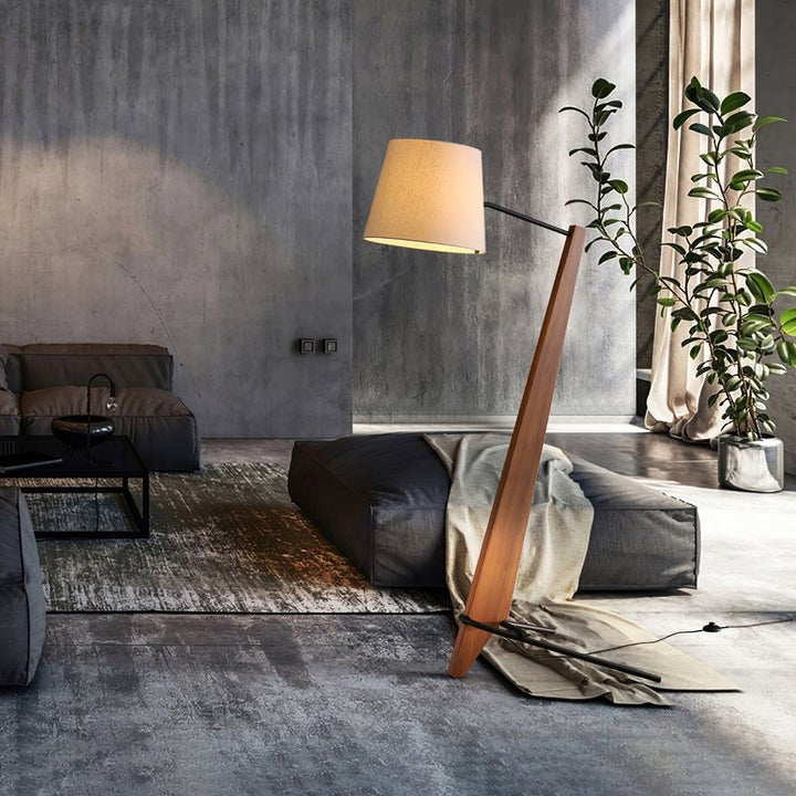 Large Modern Wood & Metal LED Floor Lamp
