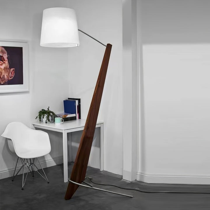 Large Modern Wood & Metal LED Floor Lamp