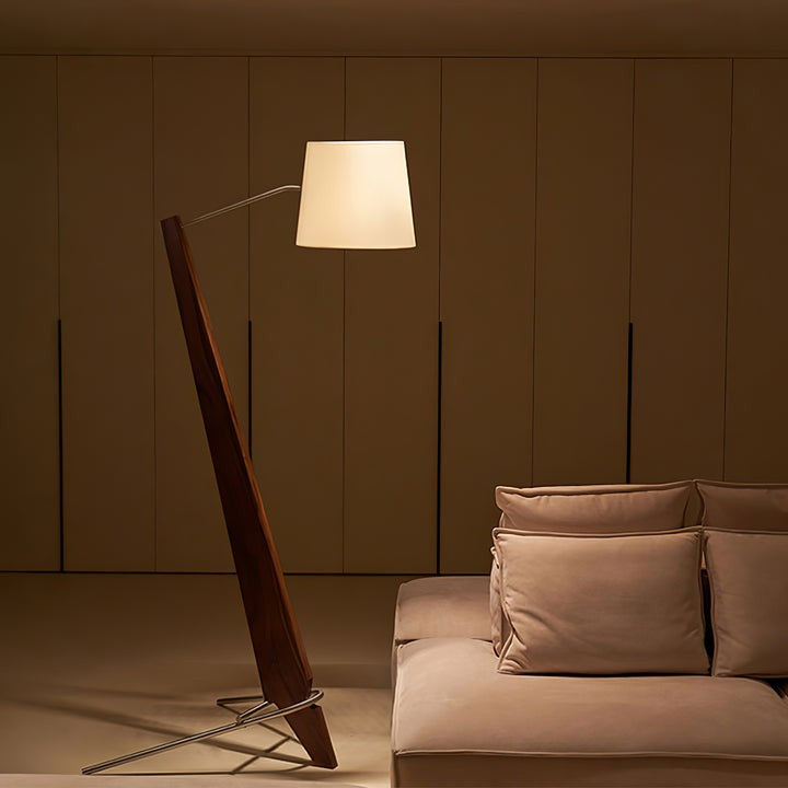 Large Modern Wood & Metal LED Floor Lamp