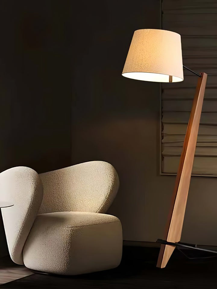 Large Modern Wood & Metal LED Floor Lamp