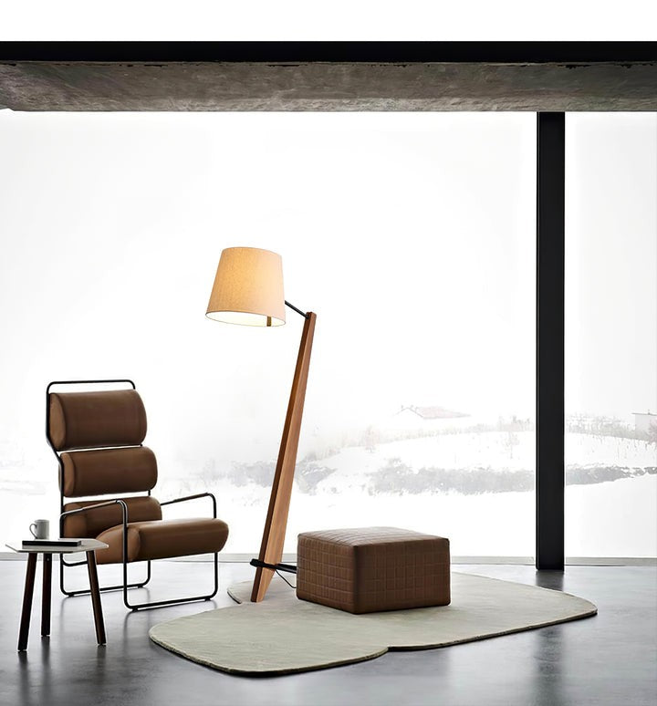 Large Modern Wood & Metal LED Floor Lamp