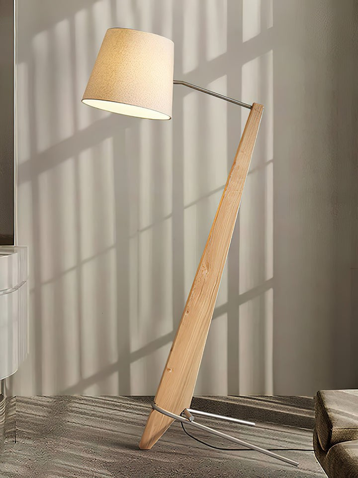 Large Modern Wood & Metal LED Floor Lamp