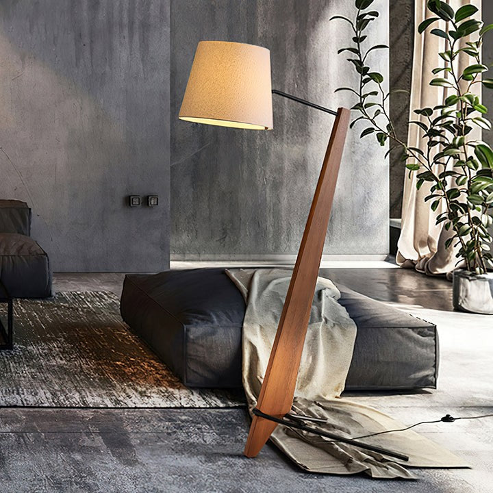 Large Modern Wood & Metal LED Floor Lamp