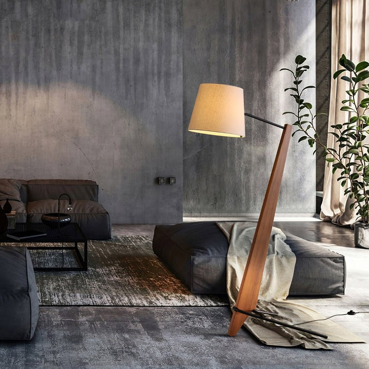 Large Modern Wood & Metal LED Floor Lamp